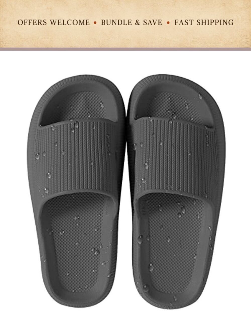 EVA Slide Slippers Non-Slip Quick-Drying Open-Toe Shower Sandals